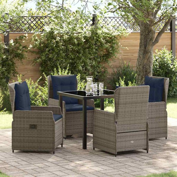 Kert étkező szett párnával 5 pcs Szürke Poli rattan