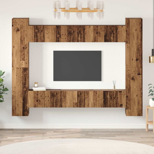 TV szekrény garnitúra 10 pcs Öreg fa 30,5 x 30 x 90 cm Faanyag