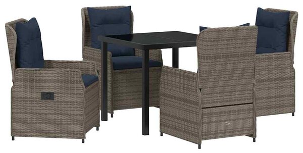 Kert étkező szett párnával 5 pcs Szürke Poli rattan