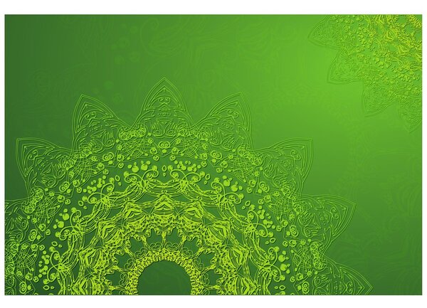 Tapéta modern mandala elemek a zöld árnyalataiban