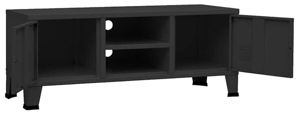 Fekete fém ipari stílusú TV-szekrény 105 x 35 x 42 cm