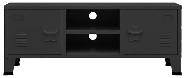Fekete fém ipari stílusú TV-szekrény 105 x 35 x 42 cm