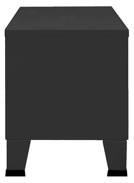 Fekete fém ipari stílusú TV-szekrény 105 x 35 x 42 cm