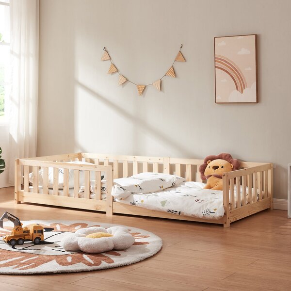 Montessori gyerekágy Tanna leesésgátlóval 90x200 cm natúr [en.casa]