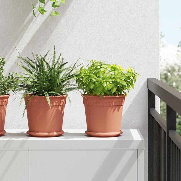 VidaXL Kerek Virágcserép 6 pcs Tégla Vörös Ø 19 x 16 cm Műanyag