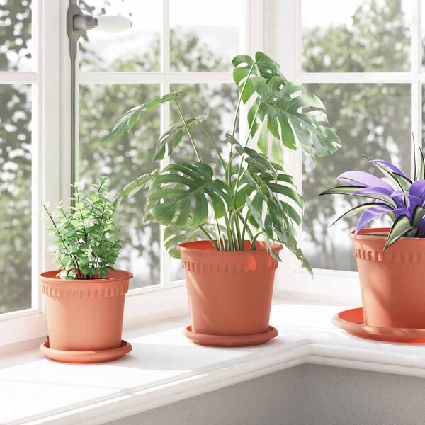 VidaXL Kerek Virágcserép 6 pcs Tégla Vörös Ø 17 x 14 cm Műanyag