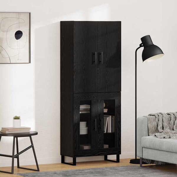 Magasfiú 2 pcs Fekete tölgy 69,5 x 34 x 180 cm