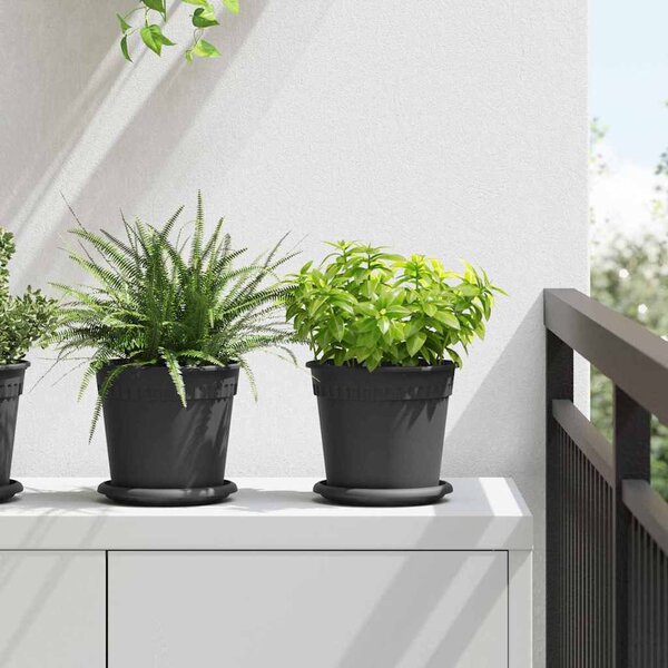 VidaXL Kerek Virág Tálca 6 pcs Fekete Ø 15,5 x 2 cm Műanyag