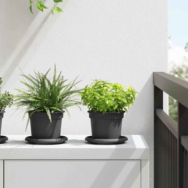 Kerek Virágcserép 6 pcs Fekete Ø 12,5 x 10 cm Műanyag