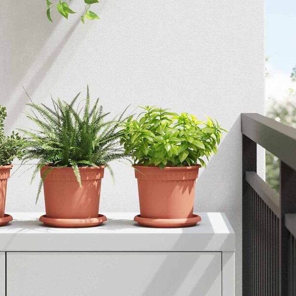 VidaXL Kerek Virágcserép 6 pcs Tégla Vörös Ø 15 x 12 cm Műanyag