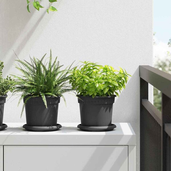 VidaXL Kerek Virágcserép 6 pcs Fekete Ø 15 x 12 cm Műanyag