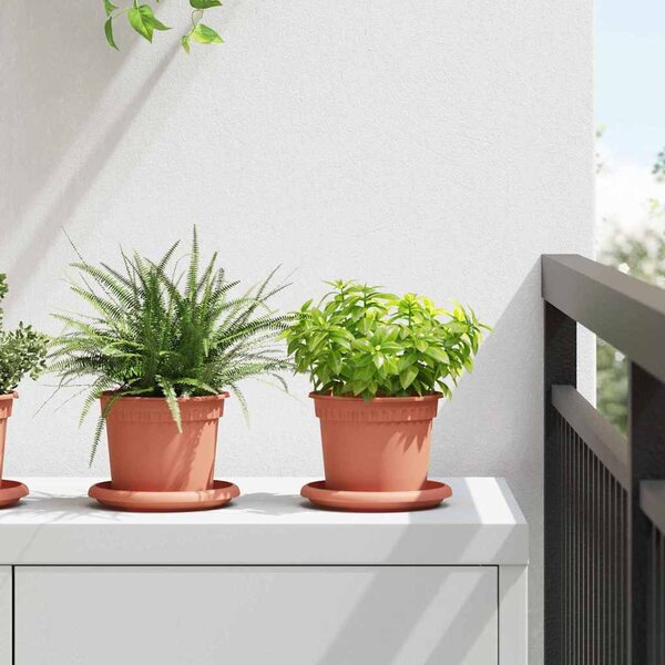 VidaXL Kerek Virágcserép 6 pcs Tégla Vörös Ø 12,5 x 10 cm Műanyag