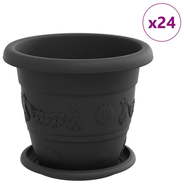 Növénycserép 24 db Fekete Ø 22 x 18 cm Műanyag
