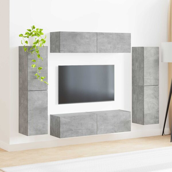 TV szekrény garnitúra 8 pcs Beton Szürke Faanyag