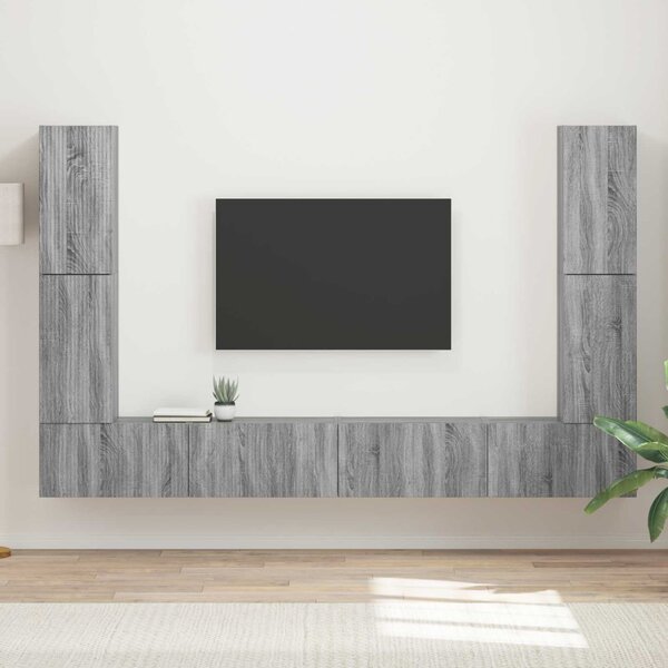 TV szekrény garnitúra 8 pcs Szürke Sonoma Faanyag