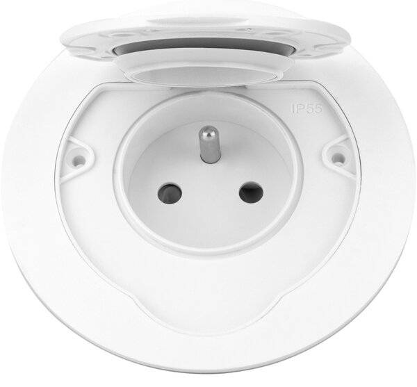 Hermetikus Kerek Lektromos Aljzat, IP55,1x2P+Z(francia , Fehér