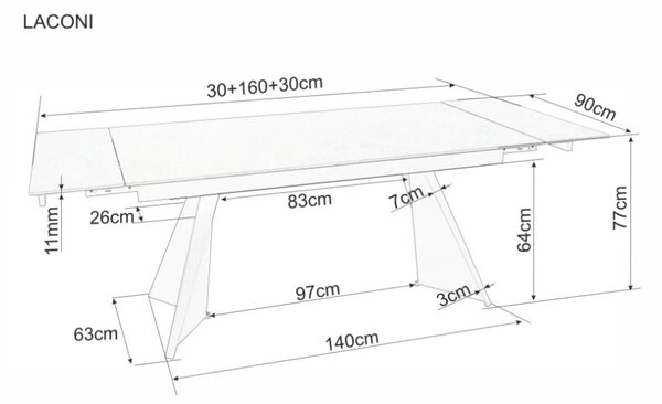Laconi bővíthető étkezőasztal fehér 160-220 cm
