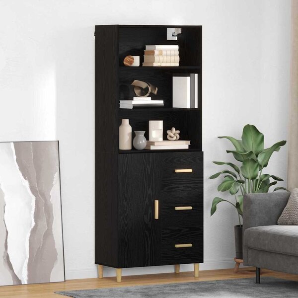 VidaXL Magasfiú fiókkal Fekete tölgy 69,5 x 32,5 x 180 cm Faanyag