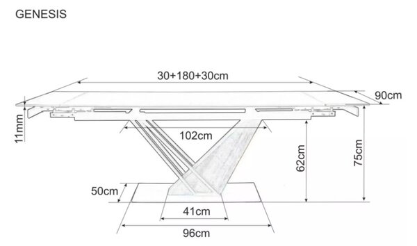 Genesis bővíthető étkezőasztal fehér 180-240 cm