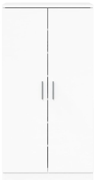 Magasfényű fehér szerelt fa cipőszekrény 55 x 35 x 108 cm