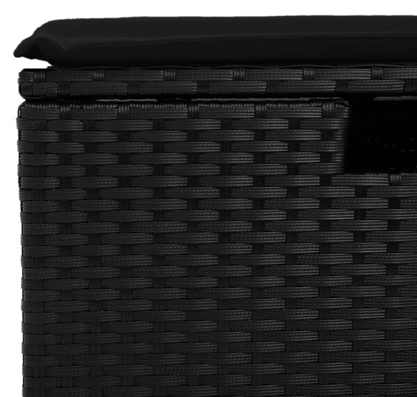 Fekete polyrattan kerti szék párnával 55 x 55 x 37 cm