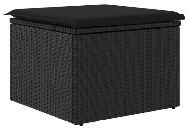 Fekete polyrattan kerti szék párnával 55 x 55 x 37 cm