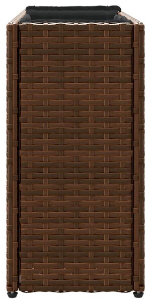 Barna polyrattan kerti ültetőláda 2 cseréppel 90x20x40 cm