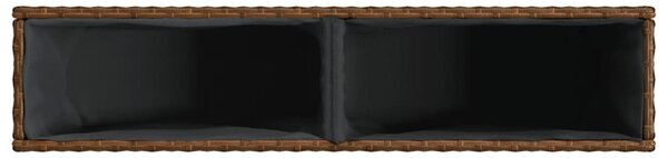 Barna polyrattan kerti ültetőláda 2 cseréppel 90x20x40 cm