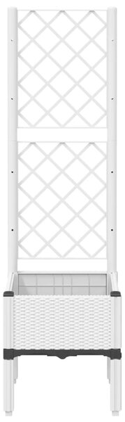 Fehér polipropilén rácsos kerti ültetőláda 40 x 40 x 142 cm
