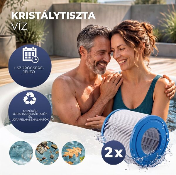 OASIS felfújható pezsgőfürdő 6 személy részére, kerek, fekete Casaria