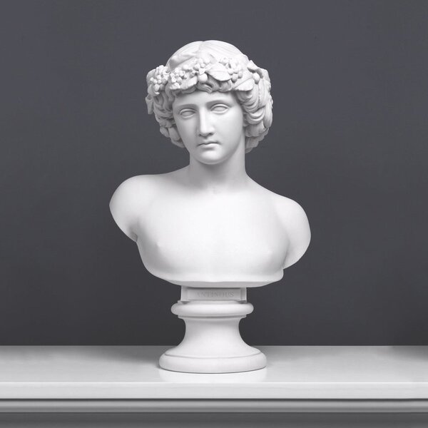 Antinous koszorúval mellszobor márvány luxus lakberendezés görög római