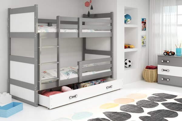 RICO emeletes gyerekágy 200x90 cm Fehér Szürke