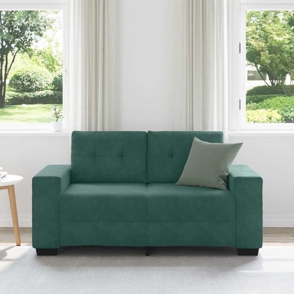Sötétzöld bársony loveseat kanapé 120 cm