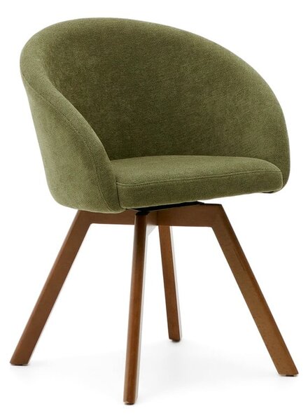 Zöld kárpitozott karfás étkezőfotel Marvin – Kave Home