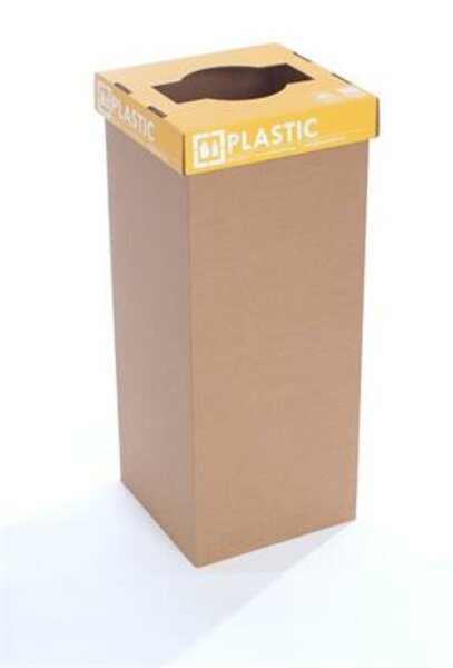 Szelektív hulladékgyűjtő, újrahasznosított, angol felirat, 50 l, RECOBIN Office, sárga (URE018)