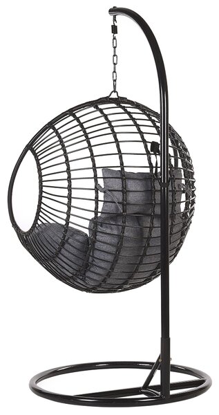 Függőszék állványzattal ASPIO PE Rattan Fekete