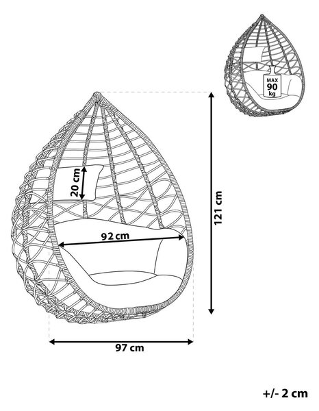 Függőfotel ARSITA PE Rattan Természetes