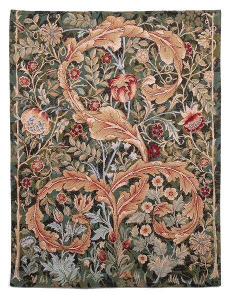Zöld akantusz gobelin faliszőnyeg (jacquard szövés)