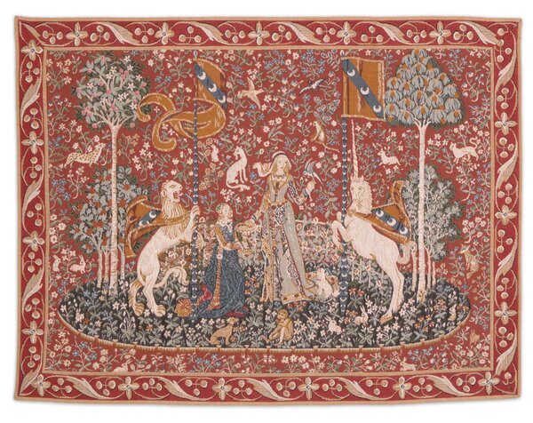 A hölgy és az unikornis gobelin faliszőnyeg (jacquard szövés)