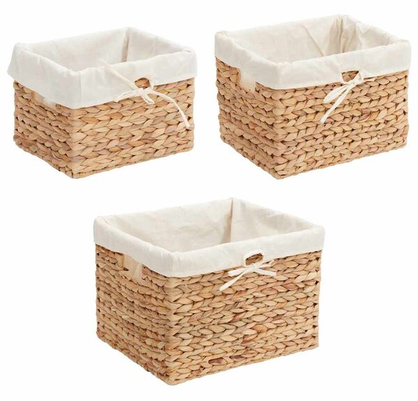 Tárolókosarak 3 pcs Természetes Vízi jácint