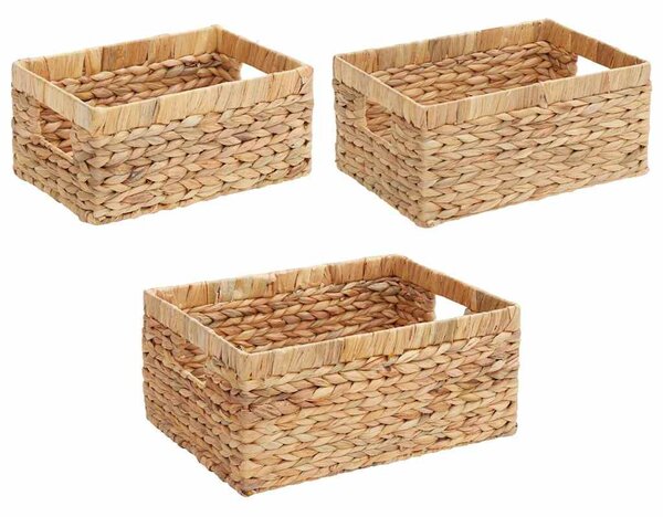 Tárolókosarak 3 pcs Természetes Vízi jácint