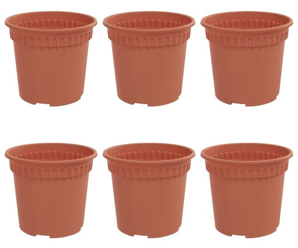 VidaXL Kerek Virágcserép 6 pcs Tégla Vörös Ø 15 x 12 cm Műanyag