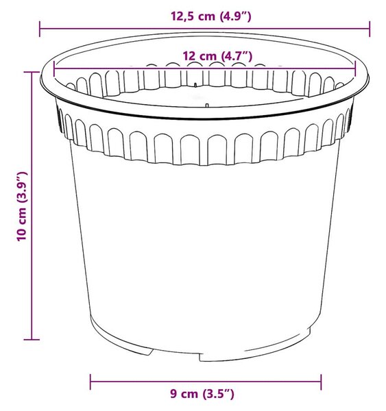 VidaXL Kerek Virágcserép 6 pcs Tégla Vörös Ø 12,5 x 10 cm Műanyag