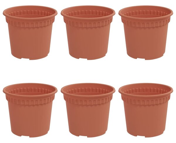VidaXL Kerek Virágcserép 6 pcs Tégla Vörös Ø 12,5 x 10 cm Műanyag