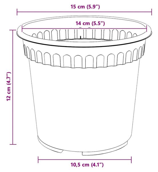 VidaXL Kerek Virágcserép 6 pcs Tégla Vörös Ø 15 x 12 cm Műanyag