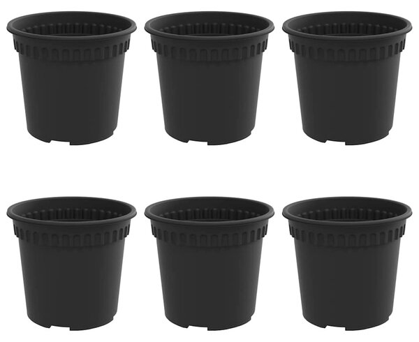 VidaXL Kerek Virágcserép 6 pcs Fekete Ø 15 x 12 cm Műanyag