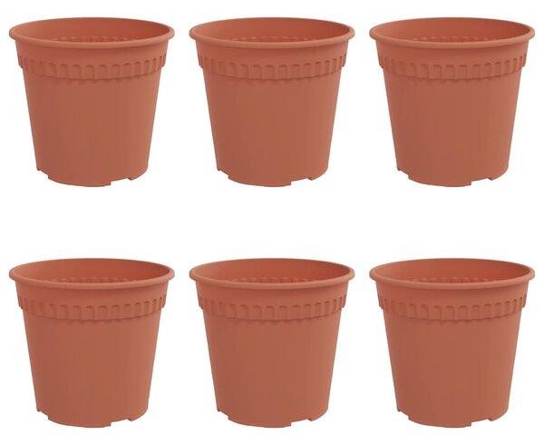 VidaXL Kerek Virágcserép 6 pcs Tégla Vörös Ø 19 x 16 cm Műanyag