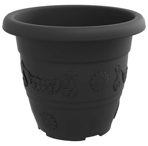 VidaXL Kerek Virágcserép 6 pcs Fekete Ø 26 x 21,5 cm Műanyag