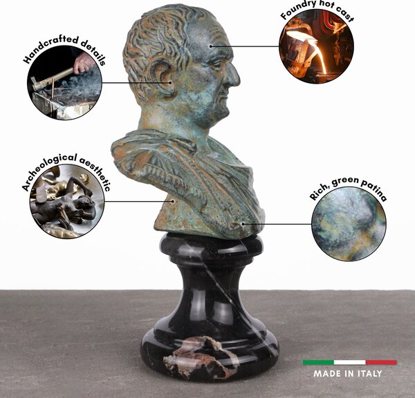 Vespasianus Mellszobor (Bronz) kis miniszobor zöld múzeum
