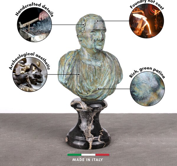 Cicero Mellszobor (Bronz) kis miniszobor zöld múzeum
